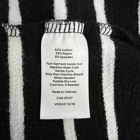 Talbots Sweater Womens Small Black White Striped Hooded Open Cardigan Casual - Picture 8 of 8